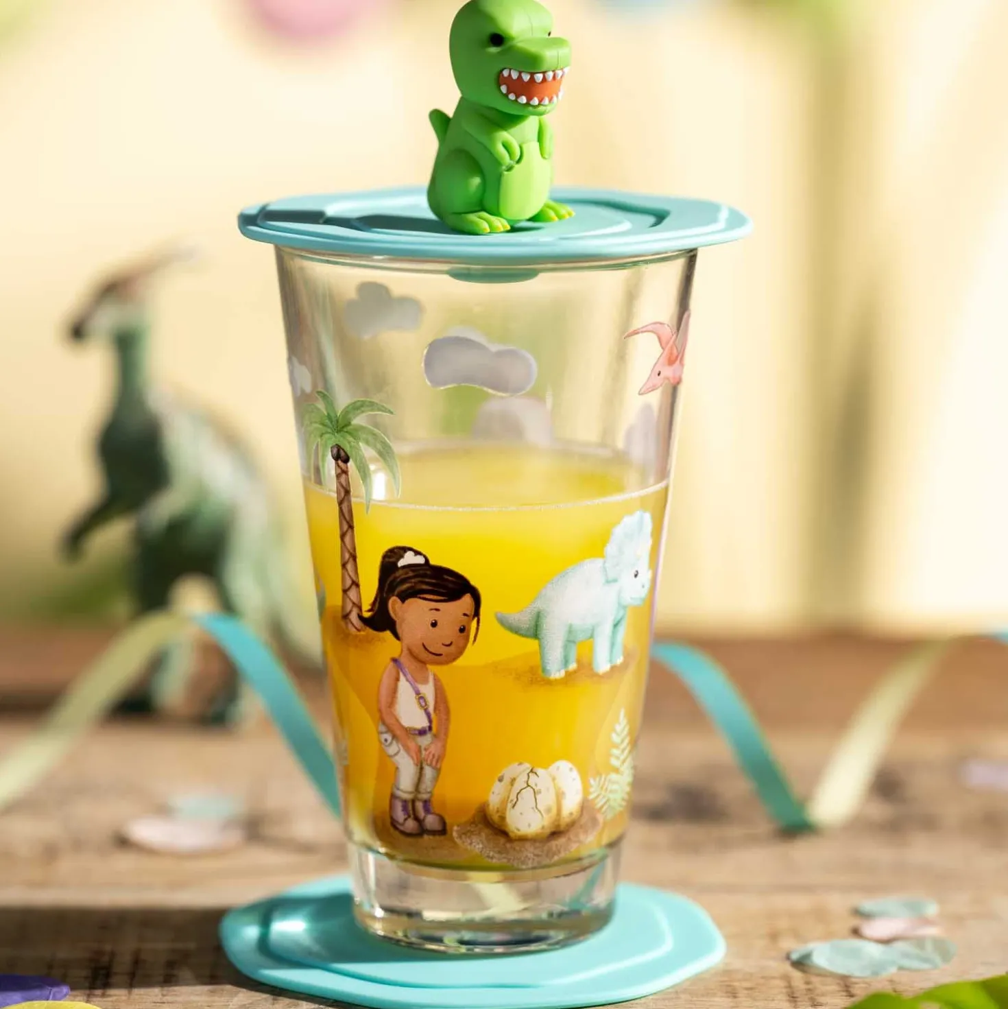 Deckel türkis BAMBINI AVVENTURA Dinosaurier