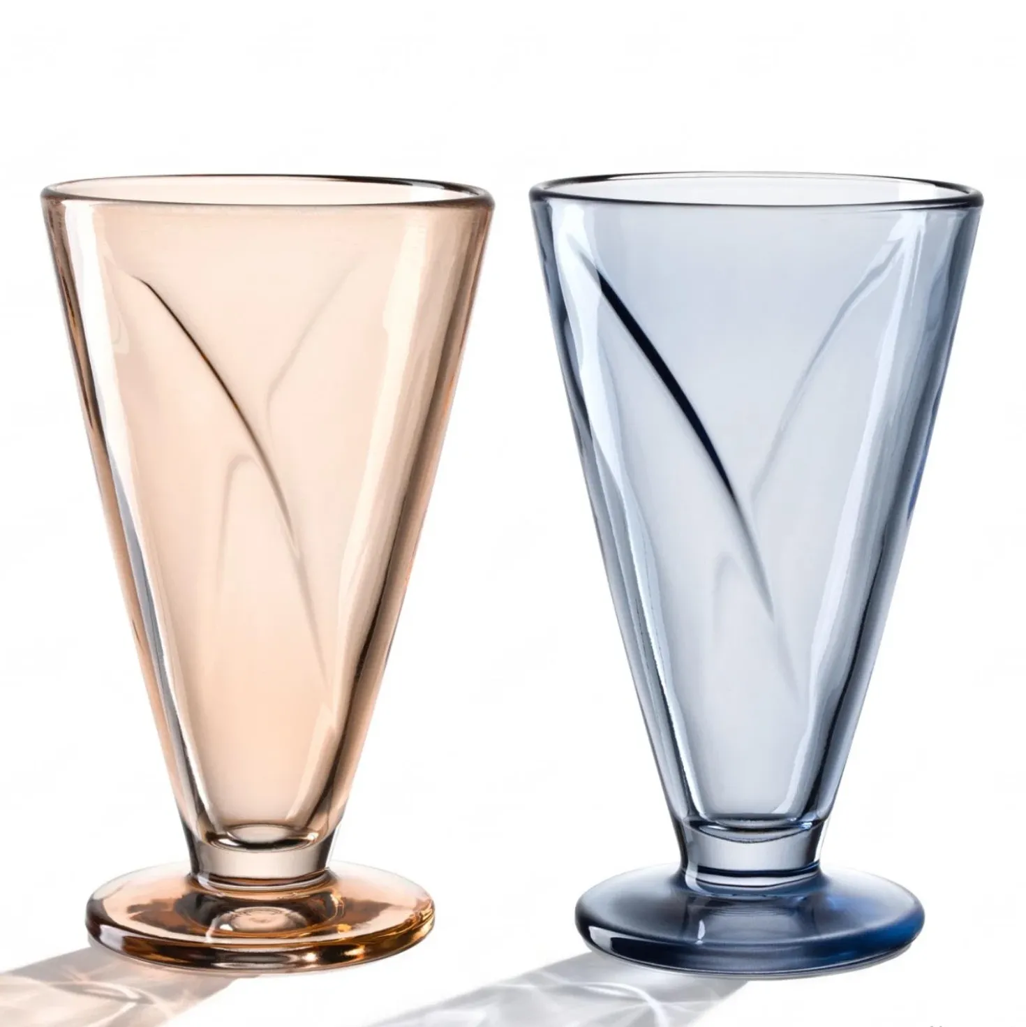 Eisbecher CONO 360 ml apricot / blau 4er-Set