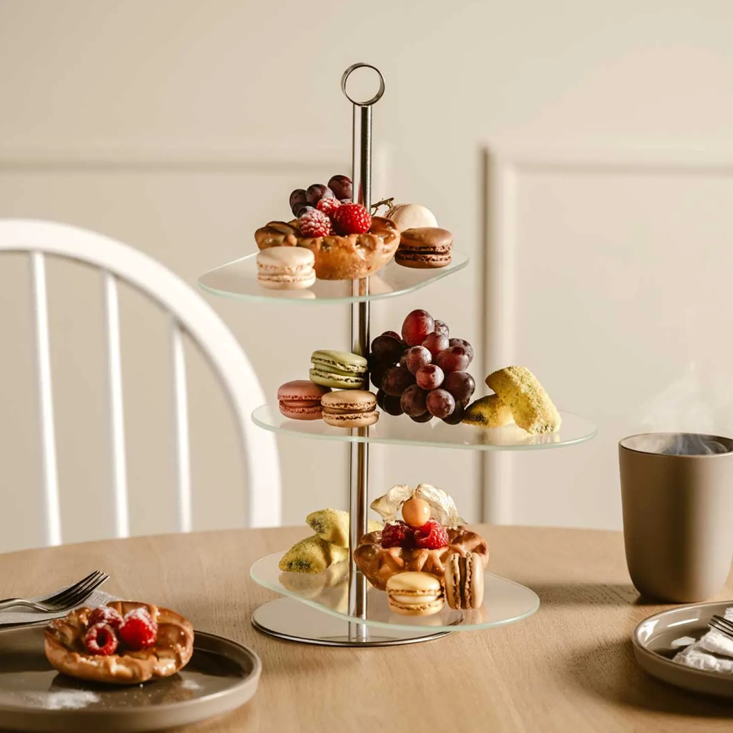 Etagere CENA silber asymetrisch 3-teilig