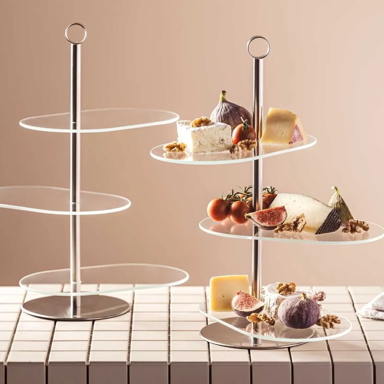 Etagere CENA silber asymetrisch 3-teilig