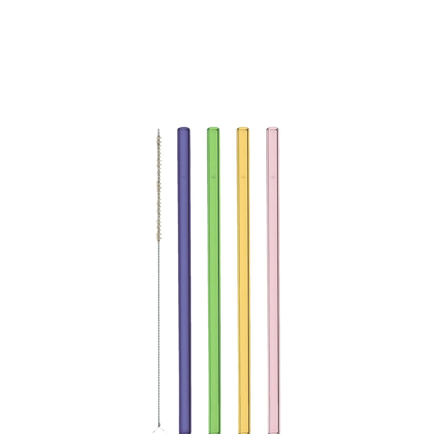 Glastrinkhalme CIAO farbig 20 cm 4er-Set + Reinigungsbürste