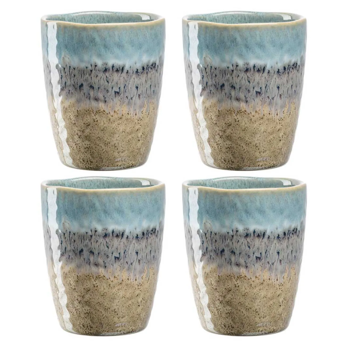 Keramikbecher MATERA 300ml blau/anthrazit/beige 4er-Set
