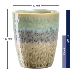 Keramikbecher MATERA 300 ml grün/anthrazit/beige 4er-Set