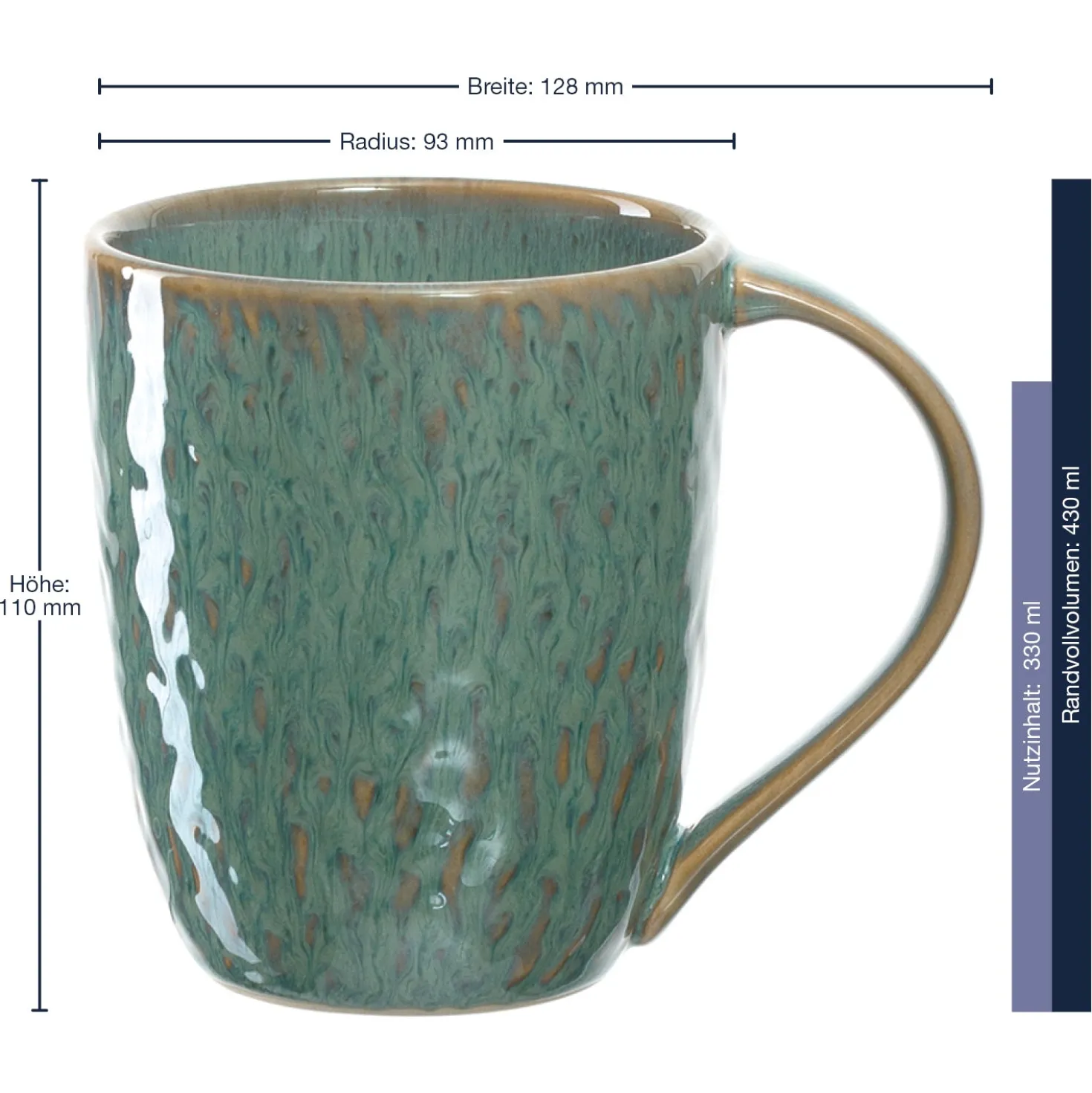 Keramiktasse MATERA 430 ml grün 6er-Set