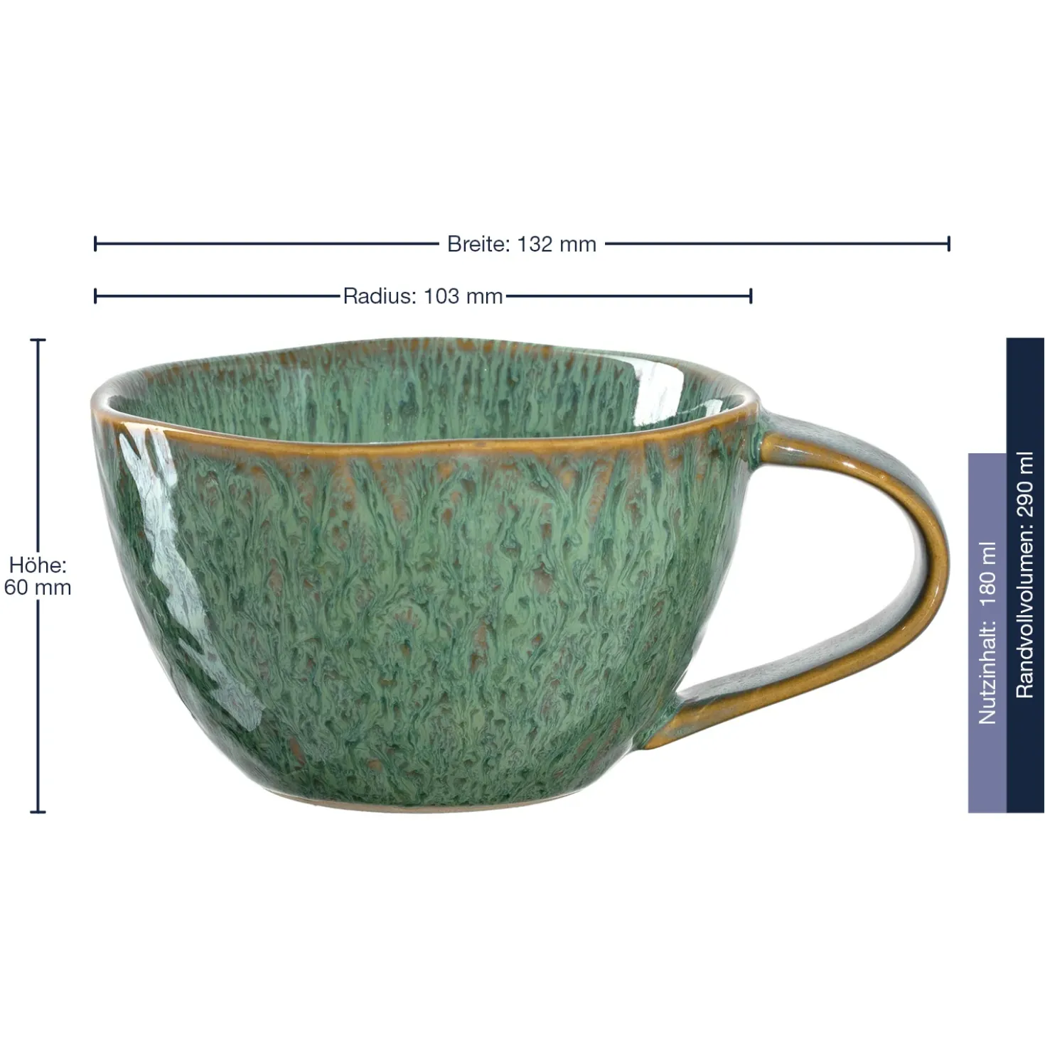 Keramiktasse MATERA 290 ml grün 4er-Set