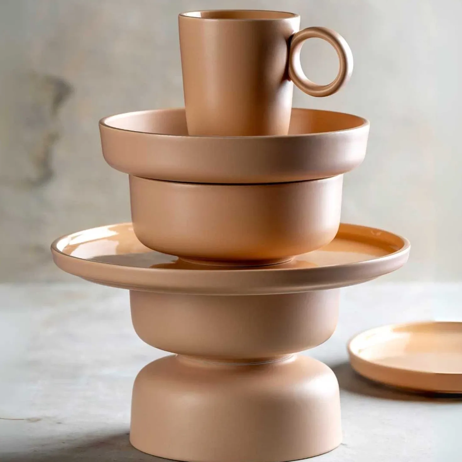 Keramikteller ROMA 20 cm apricot tief 6er-Set