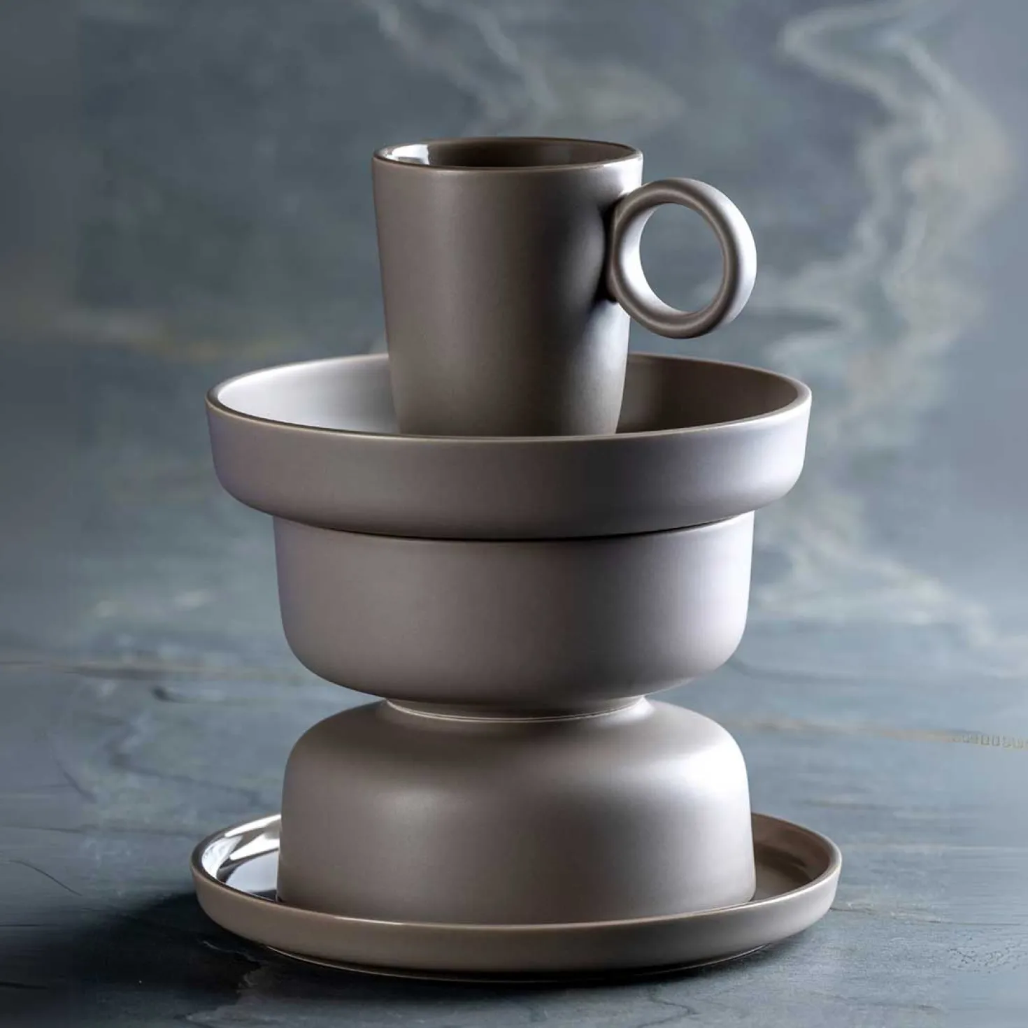 Keramikteller ROMA 22 cm taupe 6er-Set