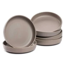 Keramikteller ROMA 20 cm taupe tief 6er-Set