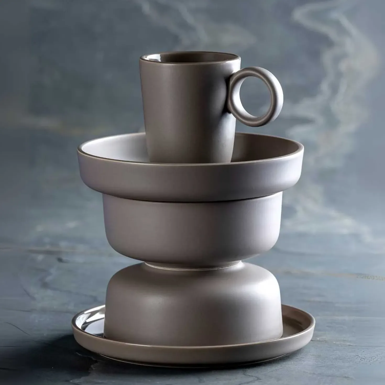 Keramikteller ROMA 20 cm taupe tief 6er-Set