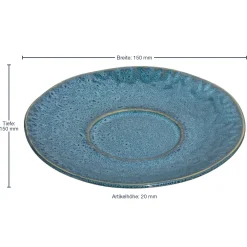 Keramikuntertasse MATERA 15 cm blau 4er-Set