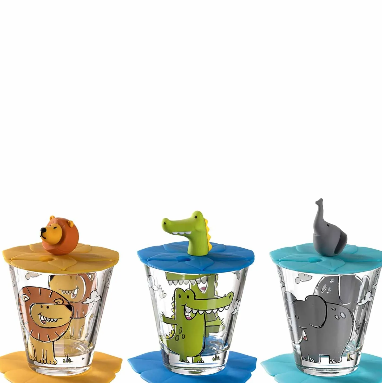 Kindertrinkset BAMBINI 9-teilig Löwe/Krokodil/Elefant