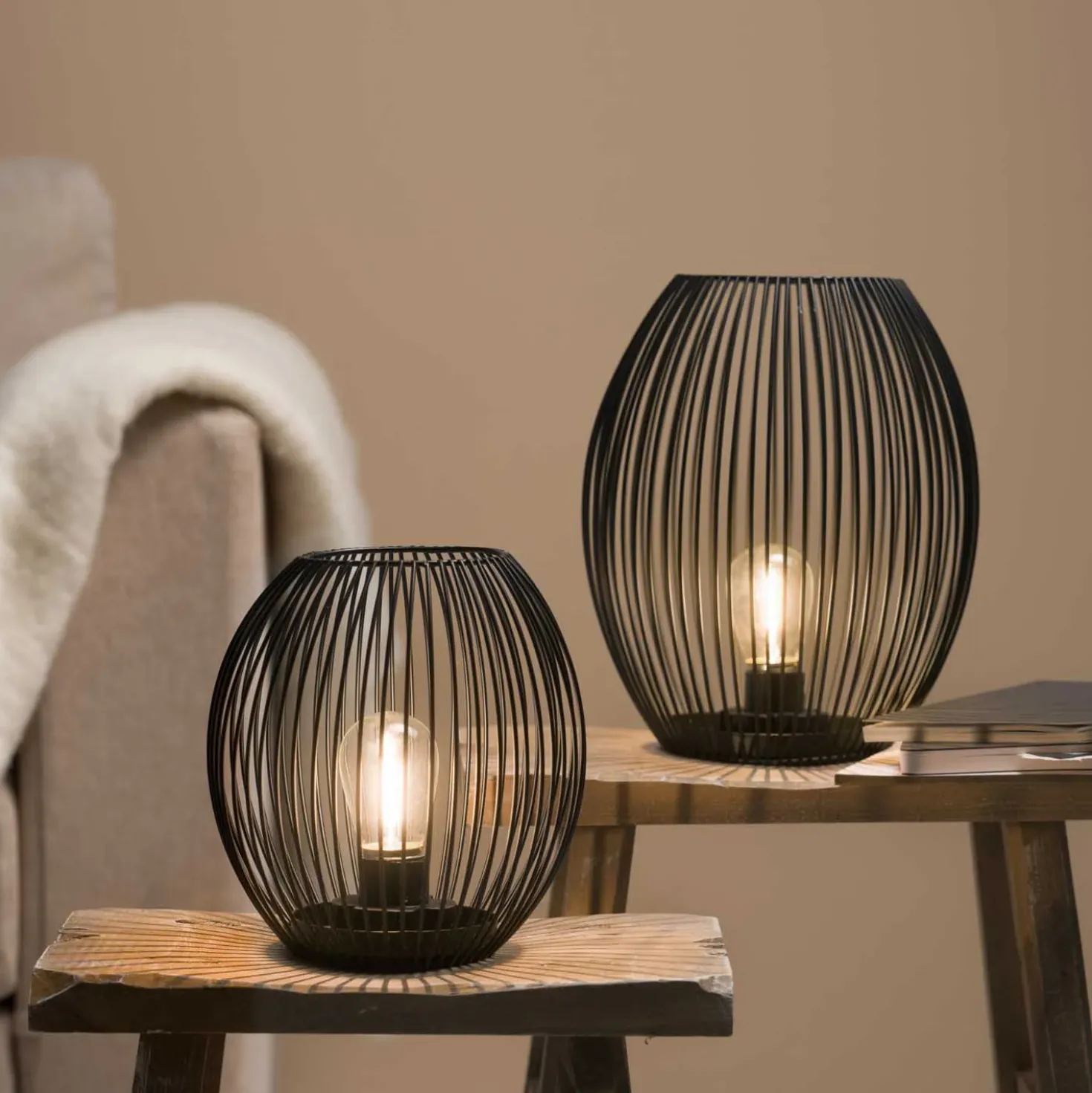 Laterne mit LED CASOLARE 18 cm schwarz