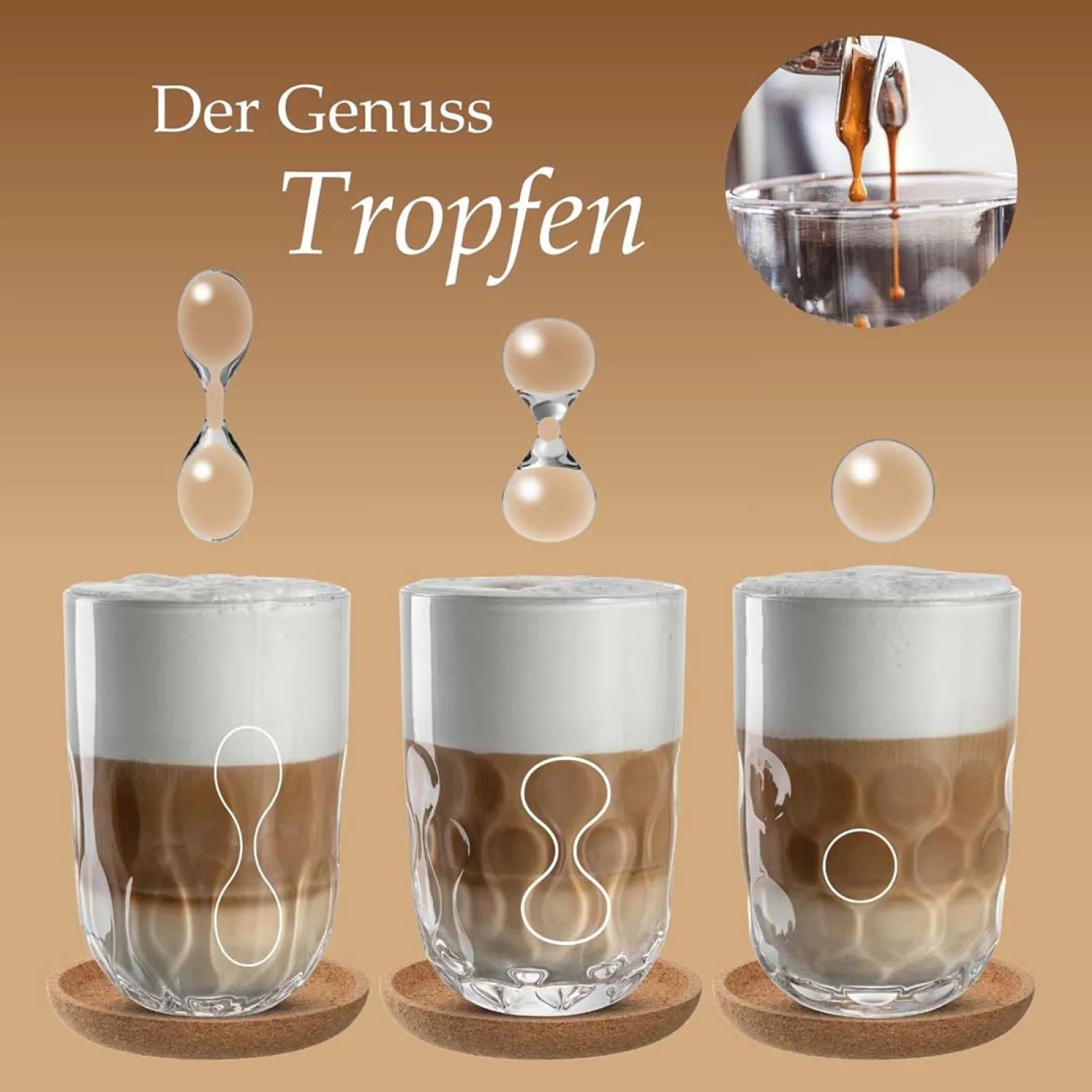 Latte Macchiato Glas GOCCE 380ml 2. Variante 2er-Set
