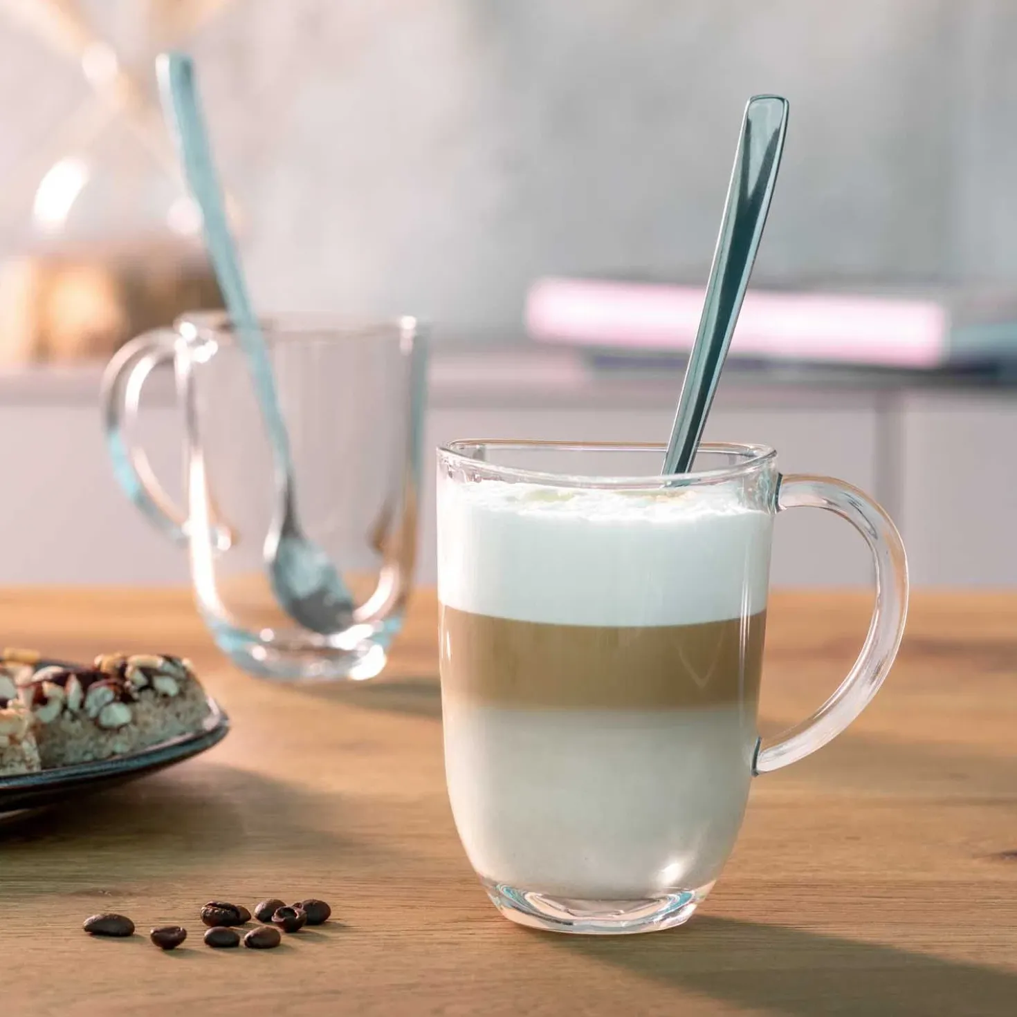 2 Latte Macchiato Tassen NAPOLI 380 ml + 2 Löffel