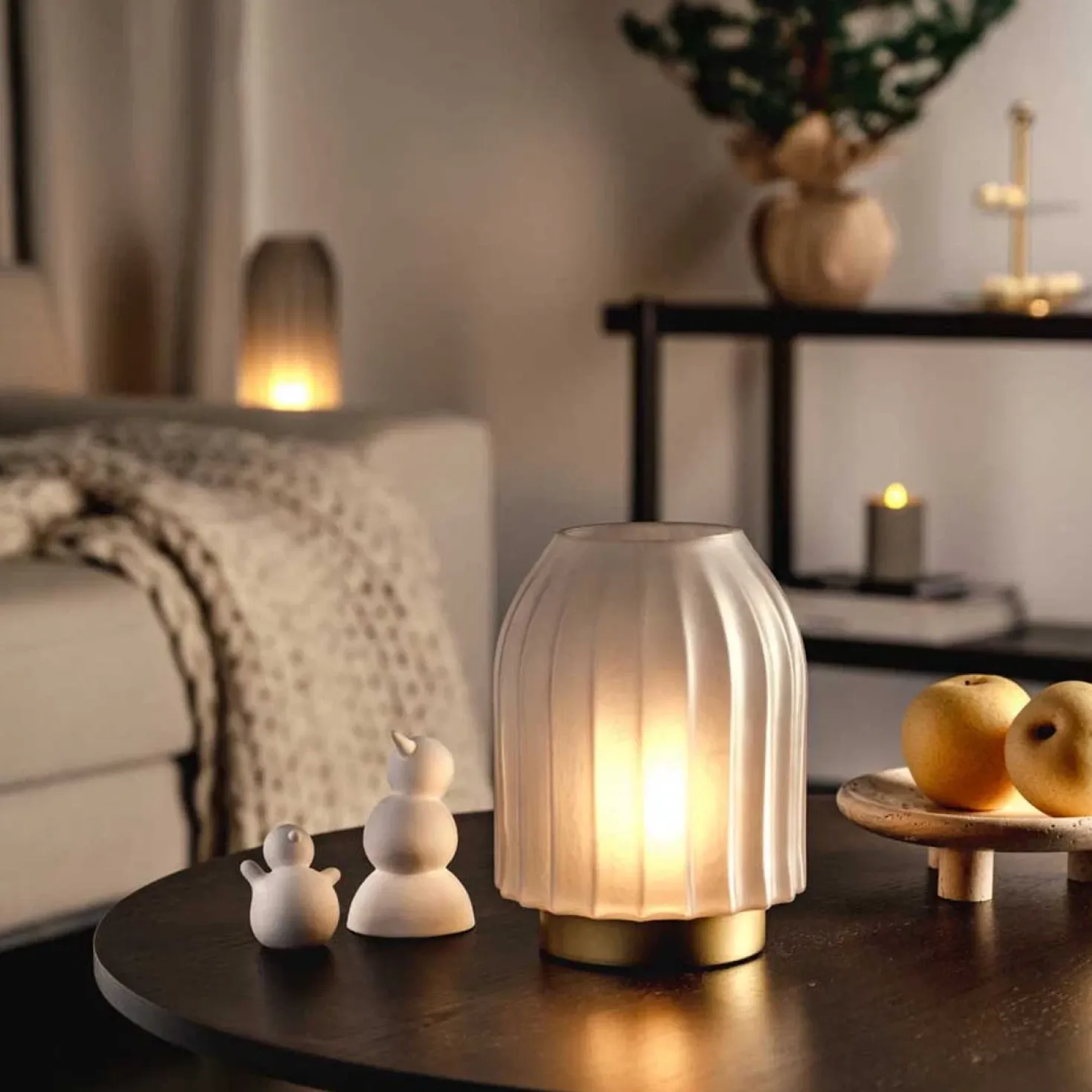 LED Lampe SILENZIO 22 cm grau satiniert