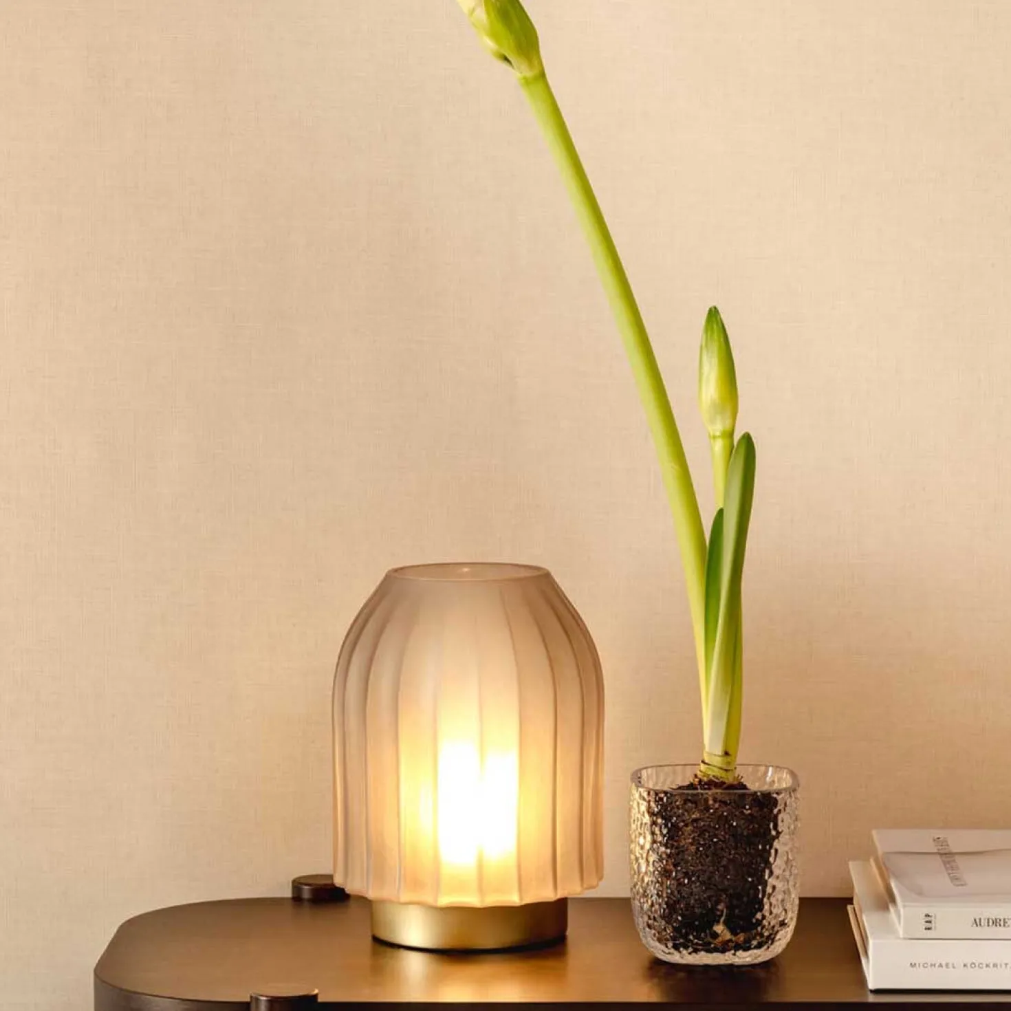 LED Lampe SILENZIO 22 cm grau satiniert