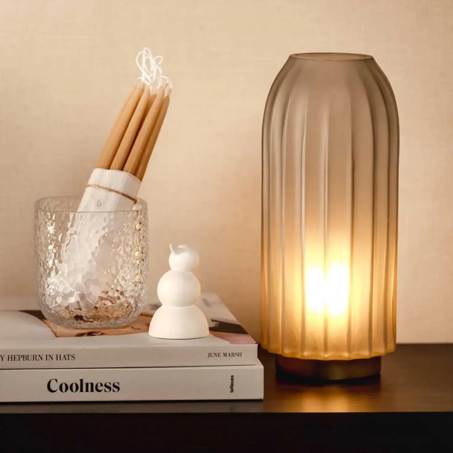 LED Lampe SILENZIO 28 cm grau satiniert