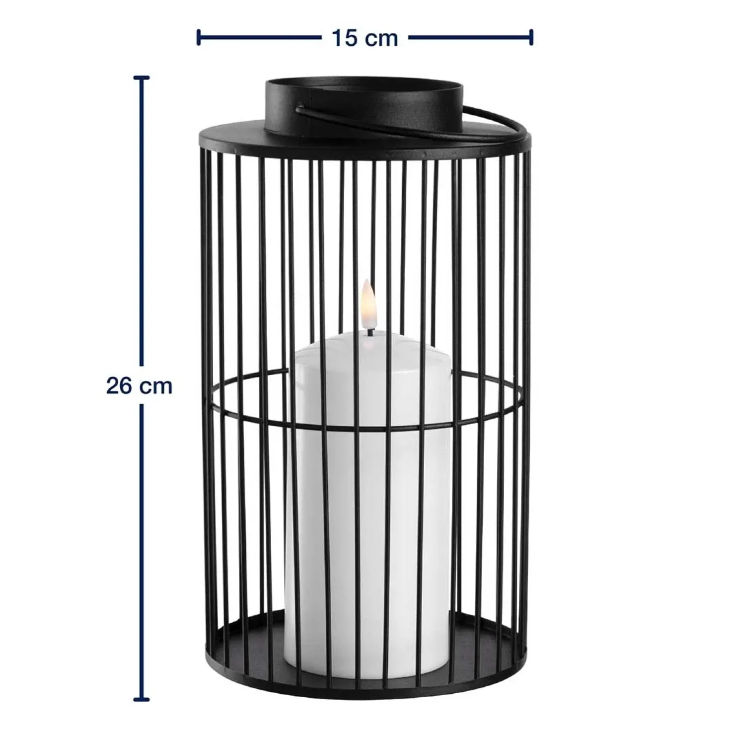 LED Laterne SILENZIO 26 cm schwarz
