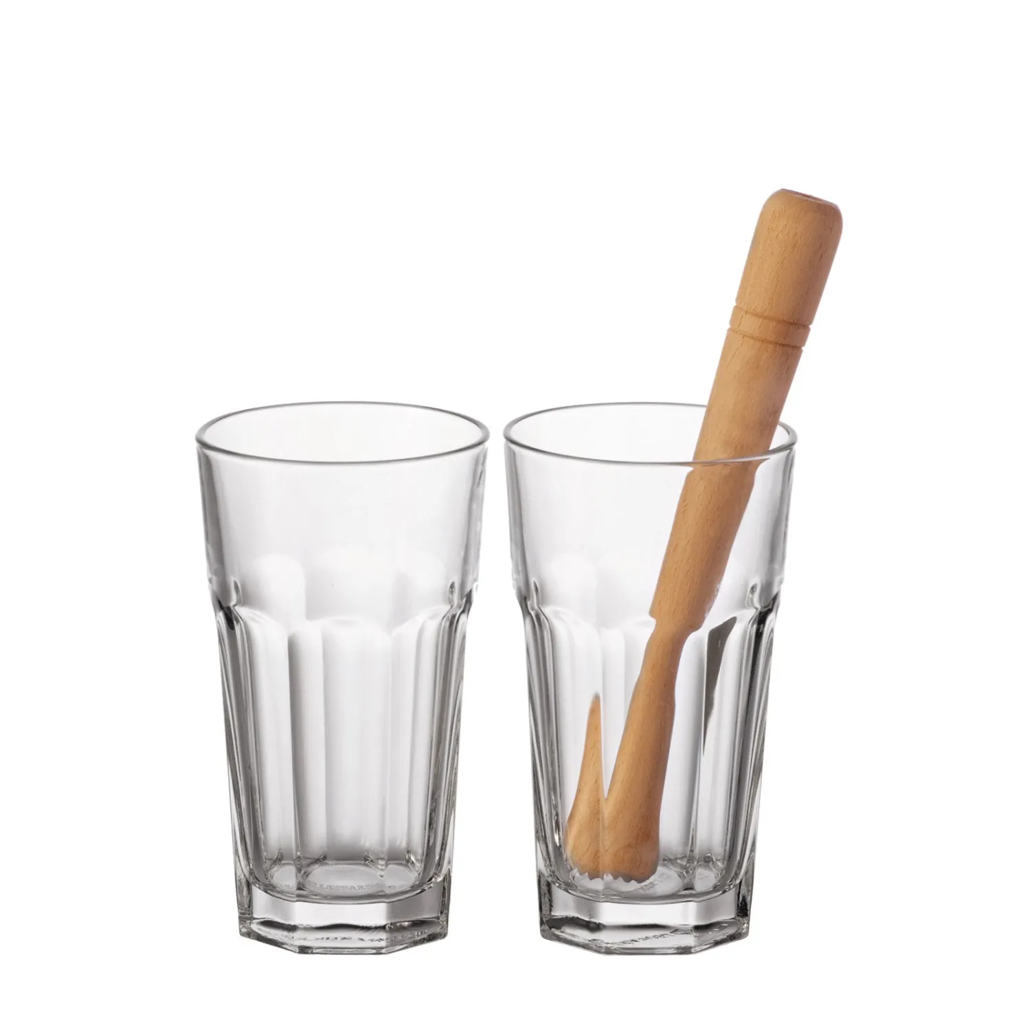 Longdrinkgläser/Stößel BAR 540 ml 3-teilig