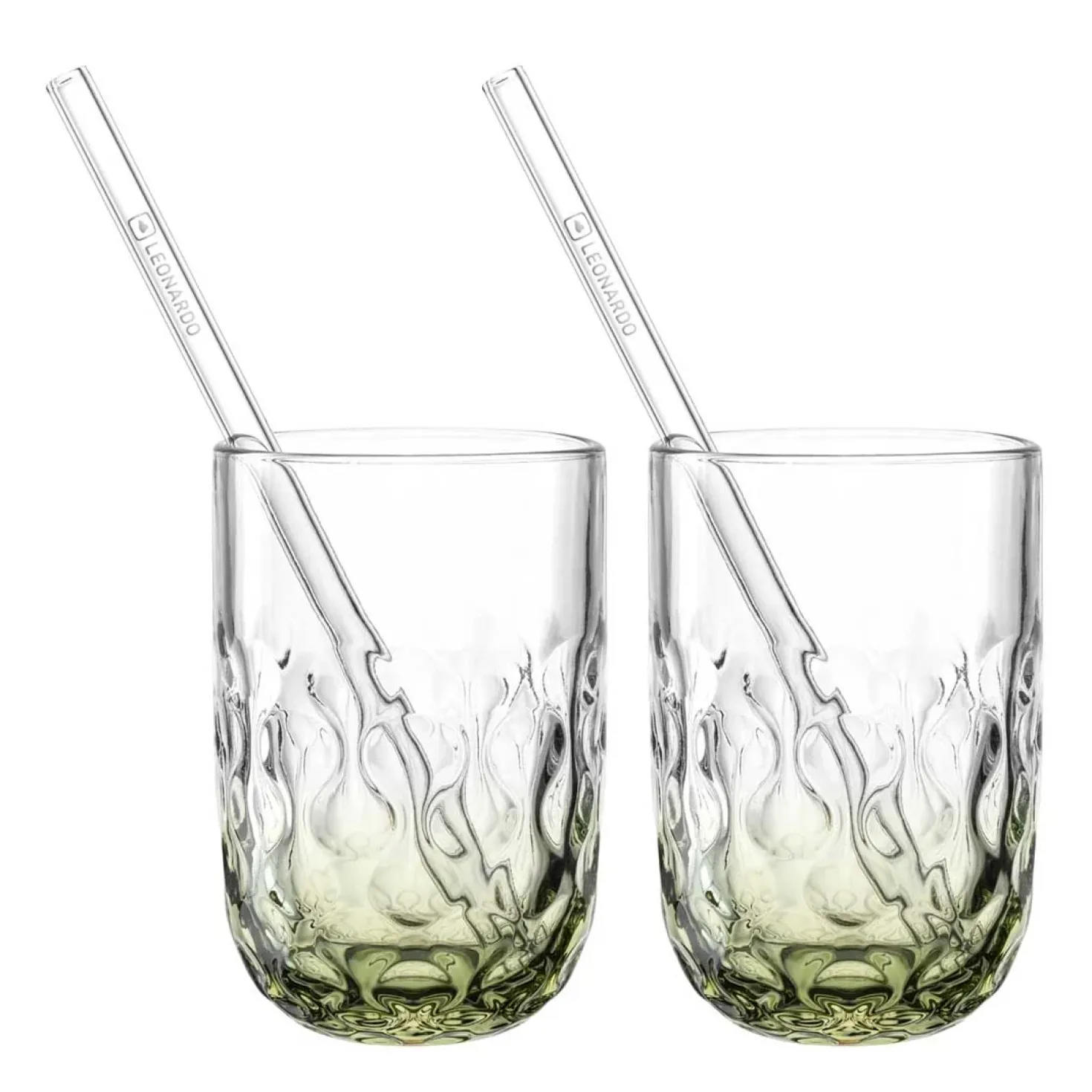 Matcha Latte Gläser GOCCE mit Glastrinkhalm 4-teilig