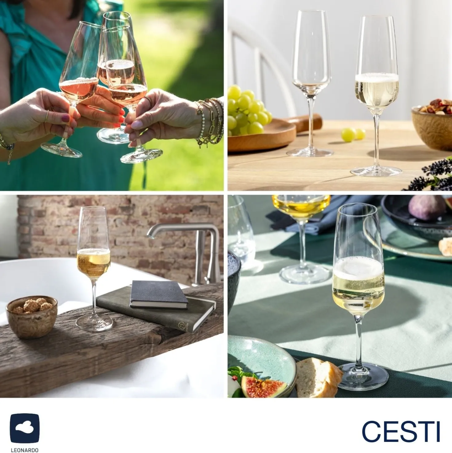 Sektglas CESTI 240 ml 6er-Set + Poliertuch