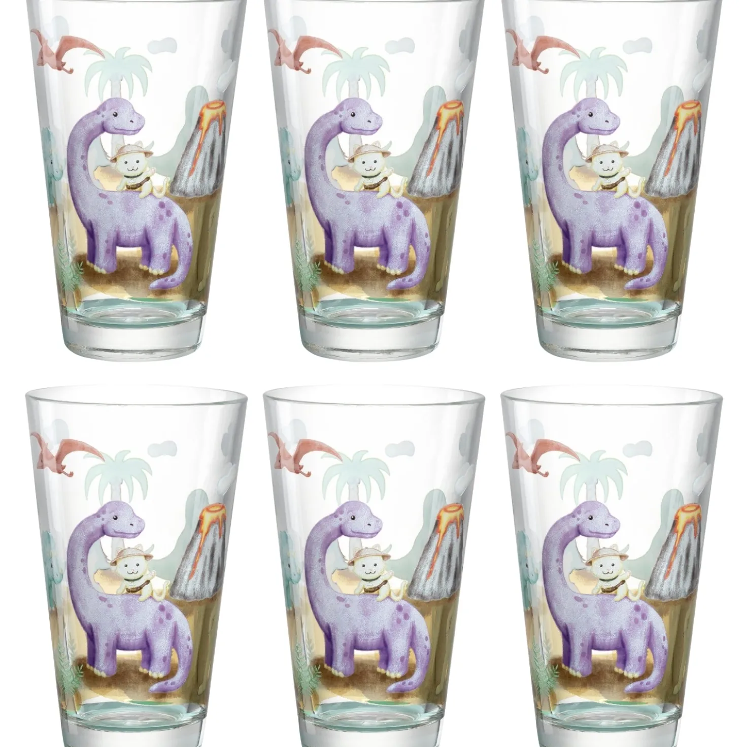 Trinkglas BAMBINI AVVENTURA 300ml Dino 6er-Set