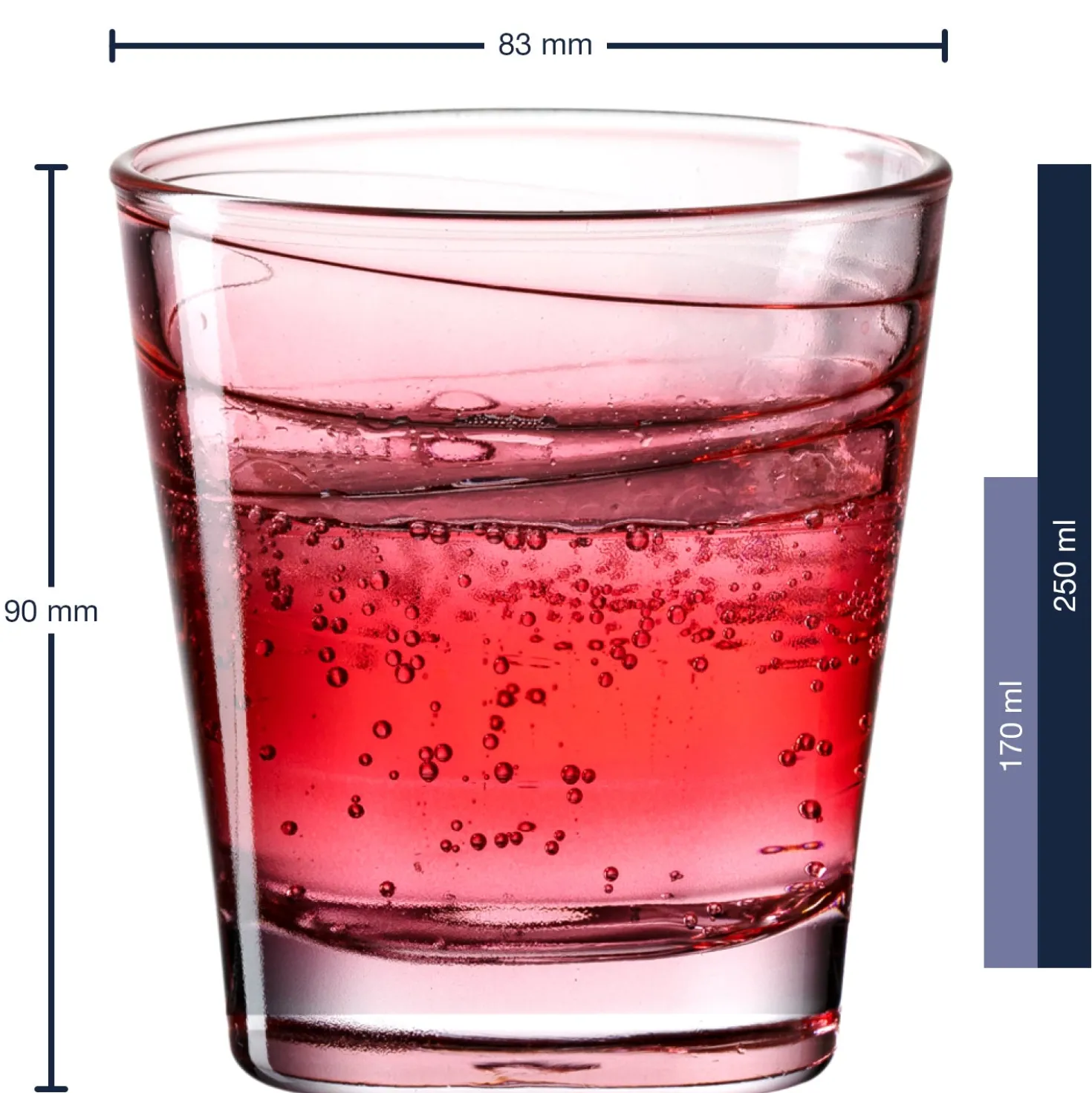 Trinkglas VARIO STRUTTURA 250 ml rot 6er-Set