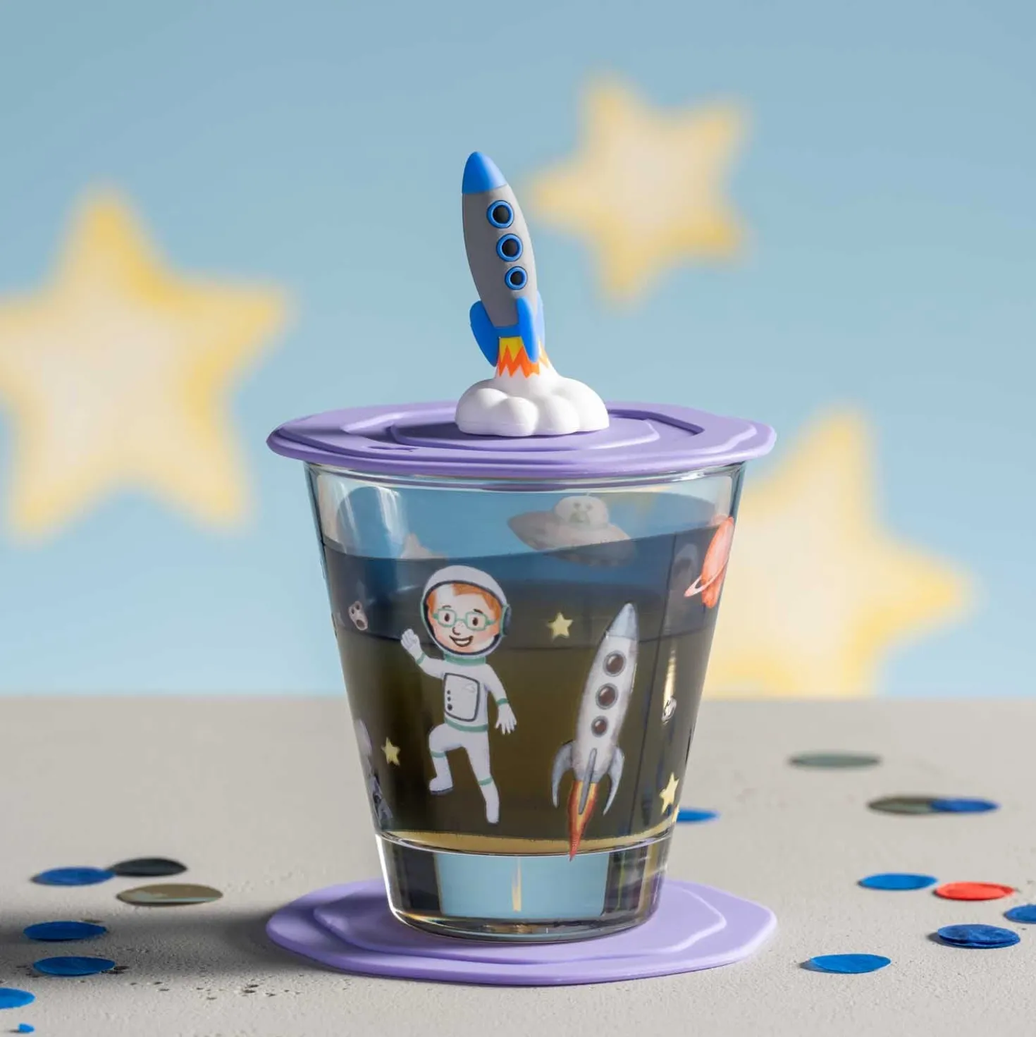 Trinkset BAMBINI AVVENTURA 3-teilig 215 ml Weltall