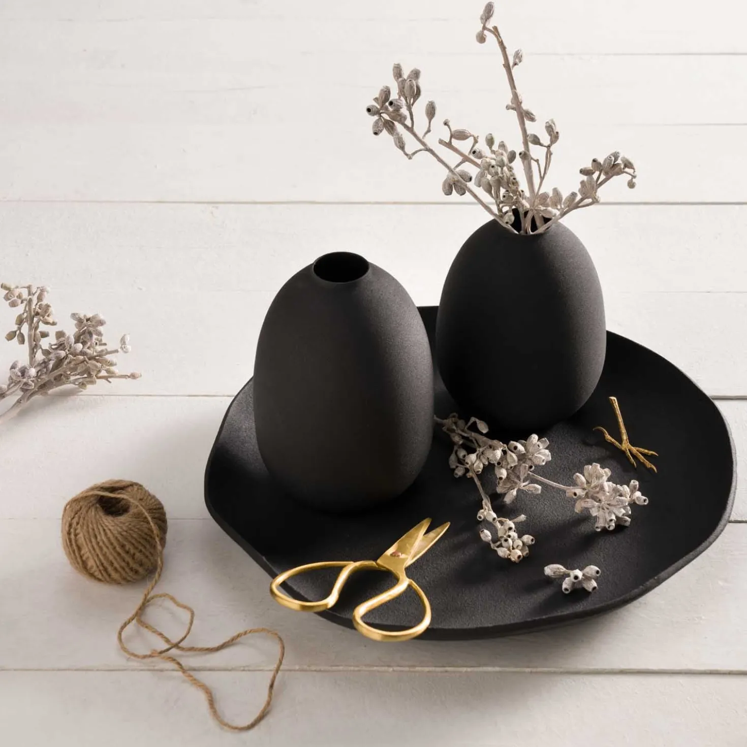 Vase CASOLARE 19 cm schwarz Metall