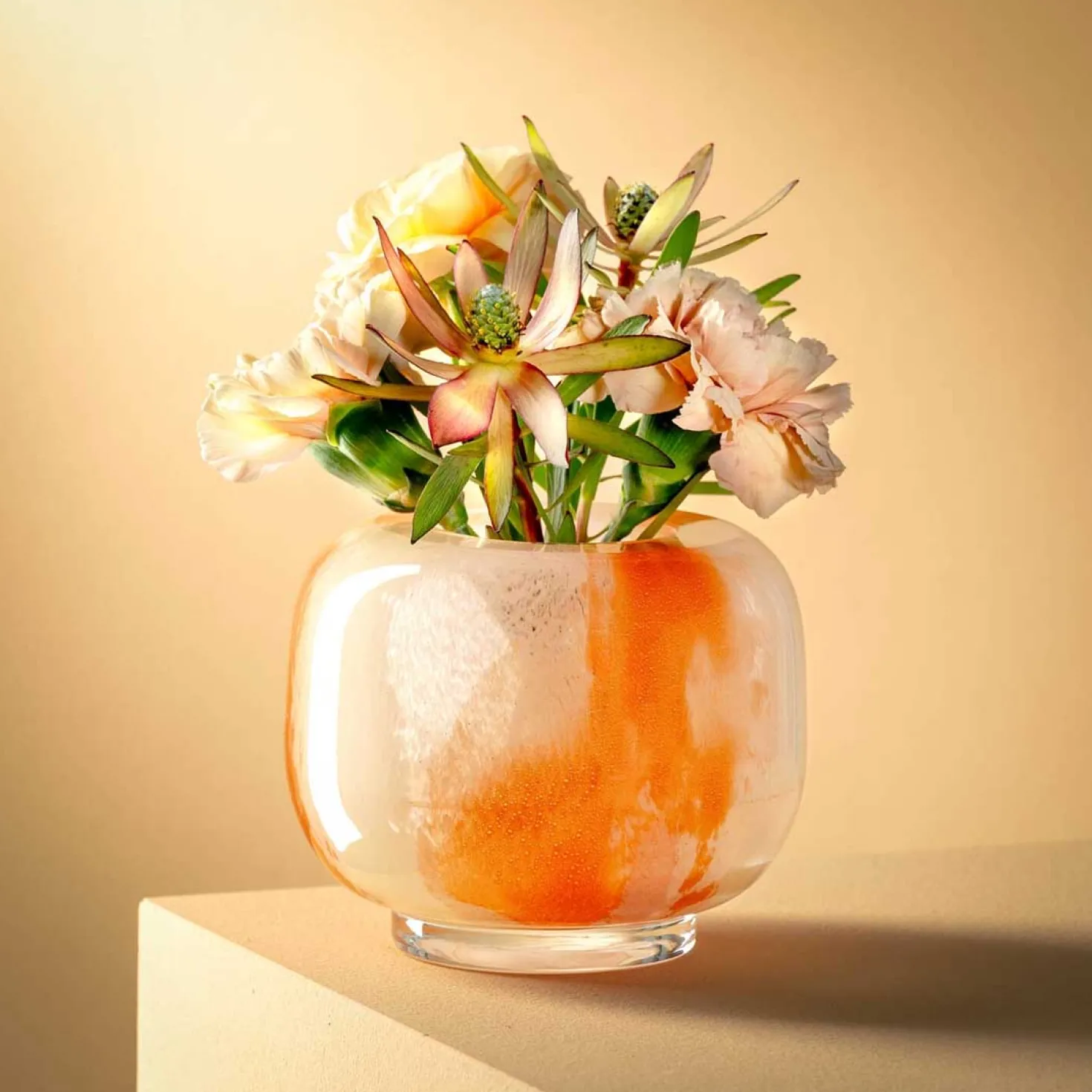 Vase CIPRIA DUE 11 cm orange/creme