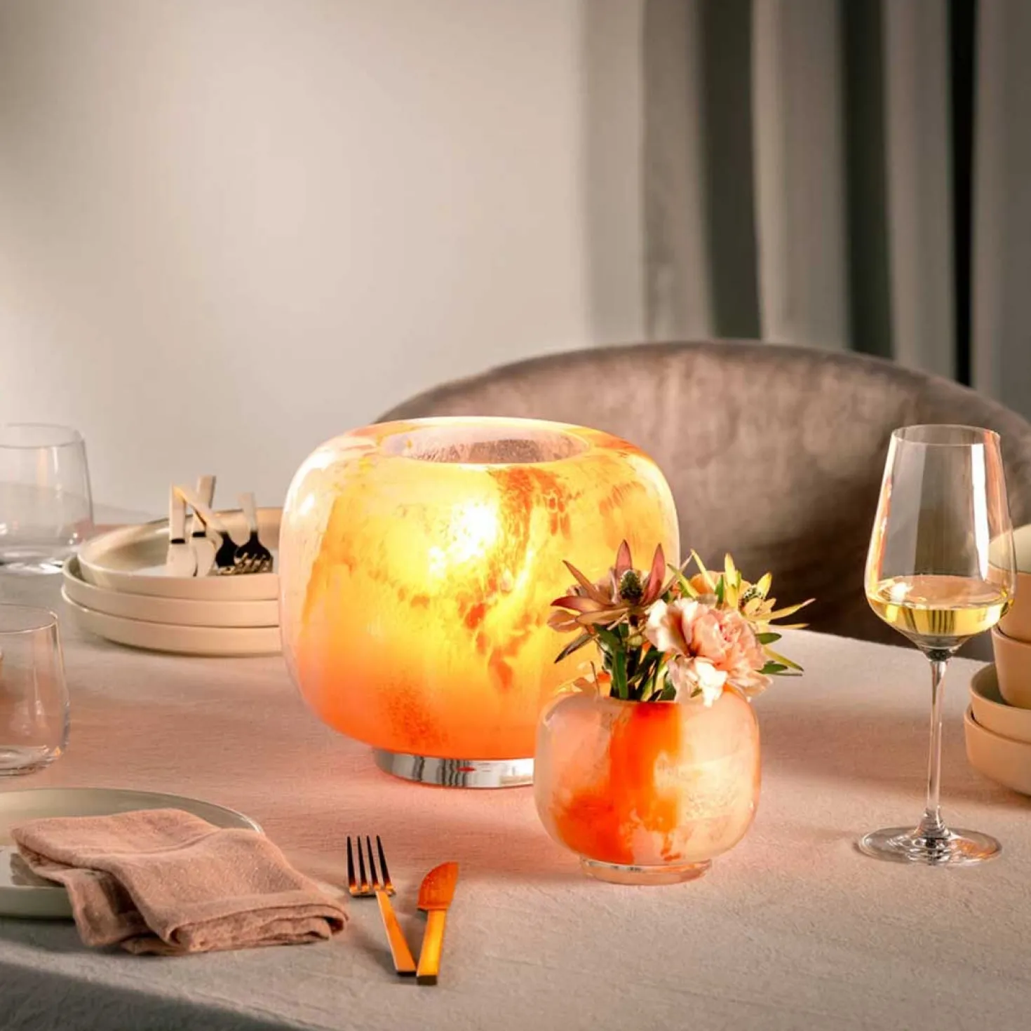Vase CIPRIA DUE 11 cm orange/creme