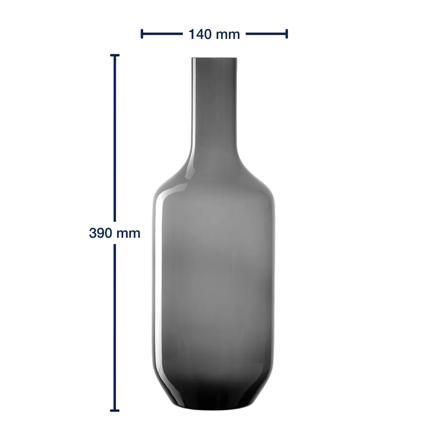 Vase MILANO 39 cm grau