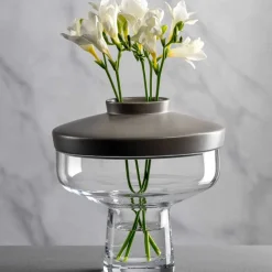 Vase RIVA mit Aufsatz 22 cm grau