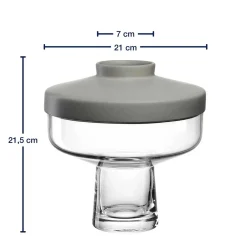Vase RIVA mit Aufsatz 22 cm grau