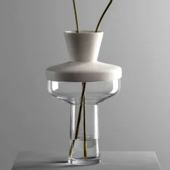 Vase RIVA mit Aufsatz 36 cm weiß