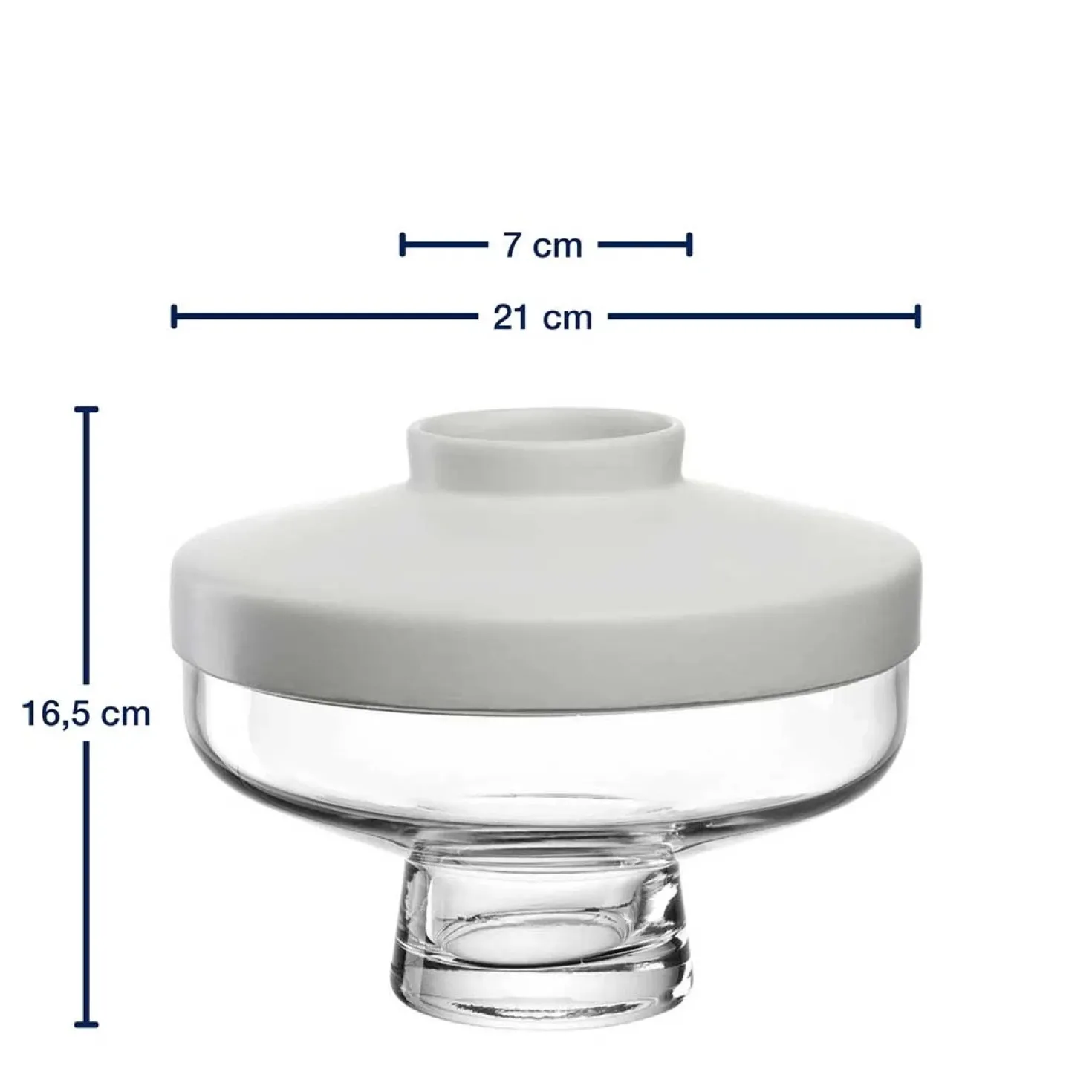Vase RIVA mit Aufsatz 17 cm weiß