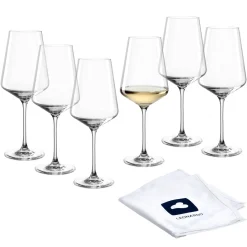 Weißweinglas PUCCINI 560 ml 6er-Set + Poliertuch